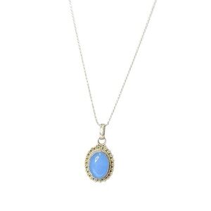 Sterling Silver 925 Angelite Pendant Necklace